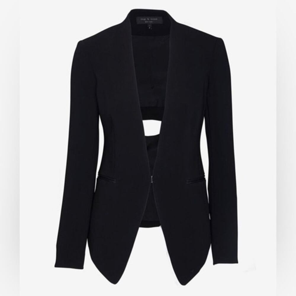 Rag & Bone Women's Teresa Cut Out Peekaboo Back Blazer Black Size 2 - Picture 1 of 15